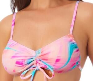 California Waves Cinch Front Strappy Bikini Swim Top, NWT, Large
